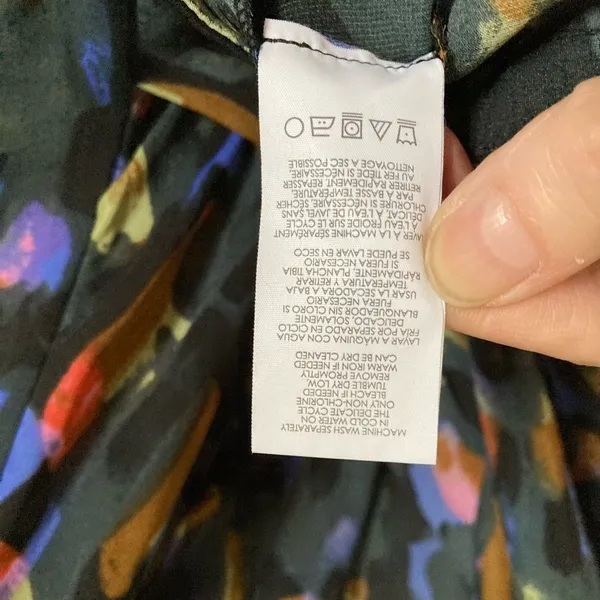 *CAbi Flaunt Faux Wrap Black Multicolor Abstract Pattern Tank Blouse #Gr - Image 5