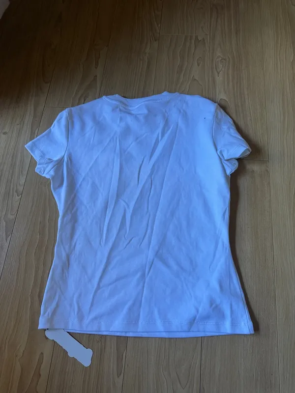 White Ferrari Short Sleeve Tee with Yellow Crest - Image 3