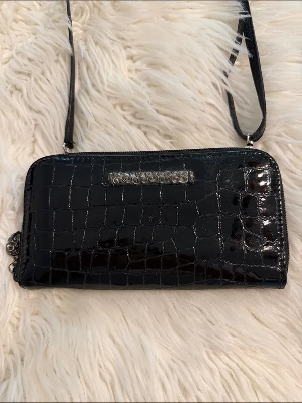Brighton Black Croc-Embossed Crossbody /Wallet excellent condition see photos - Image 2