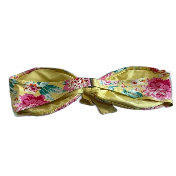 Abercrombie and Fitch Strapless Yellow Floral Bikini Top Women's Sz Large - Image 2