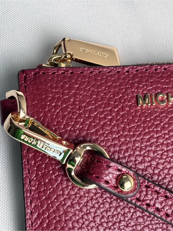 Michael Kors Mercer Leather Coin Purse Wristlet Wallet Brandy Burgundy - Image 2