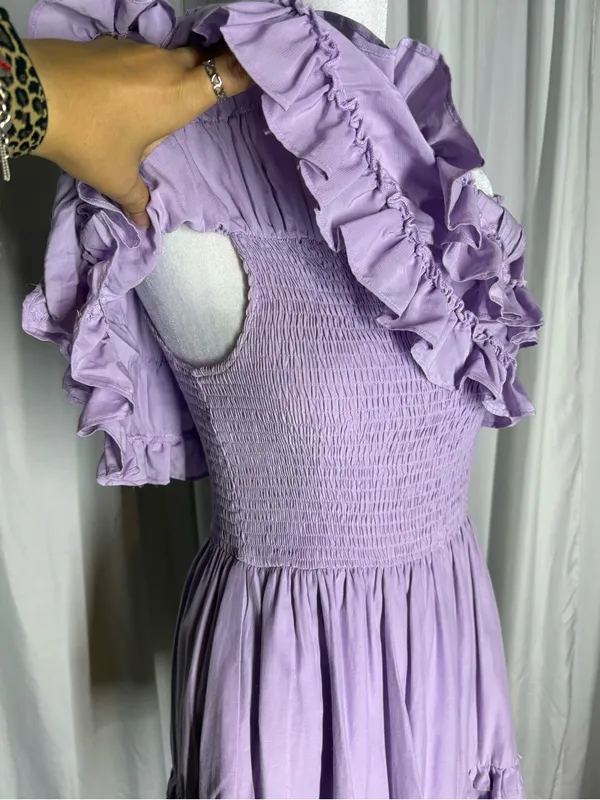 Entro Lavender Off-Shoulder Mini Dress Romper Size S - Image 6