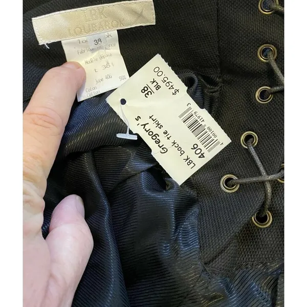 $495 NWT VTG Lou Barok Paris LBK 38 6/8 Corset Tie Skirt Pencil Black Midi - Image 6