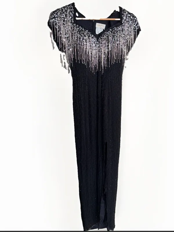 Alyce Designs Cascading Beads Formal Maxi Dress Gown 8 - Image 14