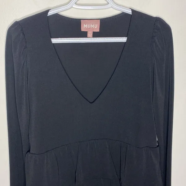 Show me your mumu long sleeve tiered mini dress black size S - Image 5