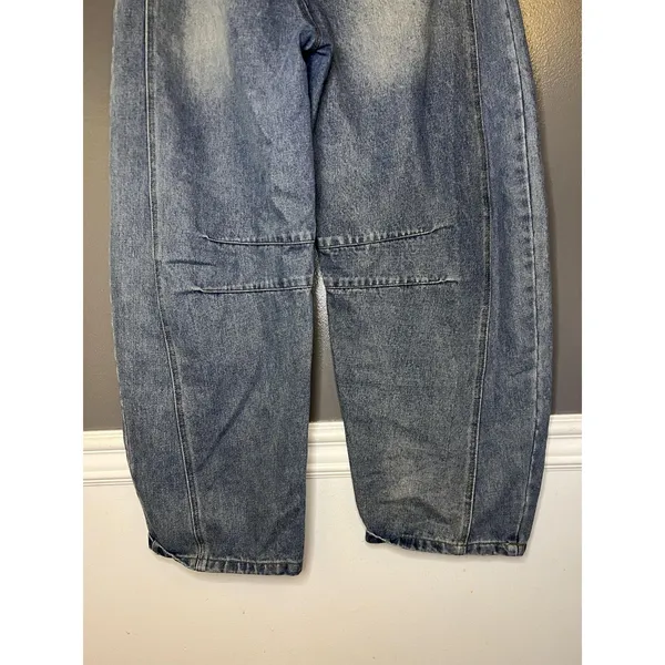 Jeans Womens M Blue Medium Wash High Rise Relaxed Tapered Seamed Denim - Image 6