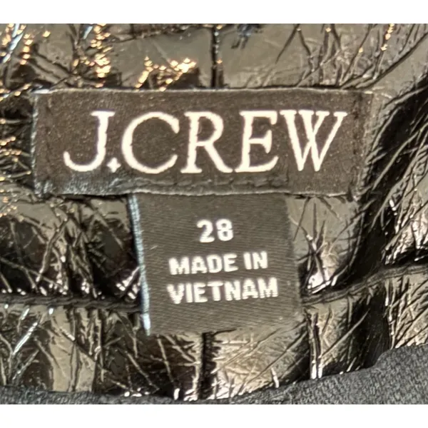J.Crew Black Patent Faux Leather High Rise Straight Pants Size 28 edgy Y2K goth - Image 5