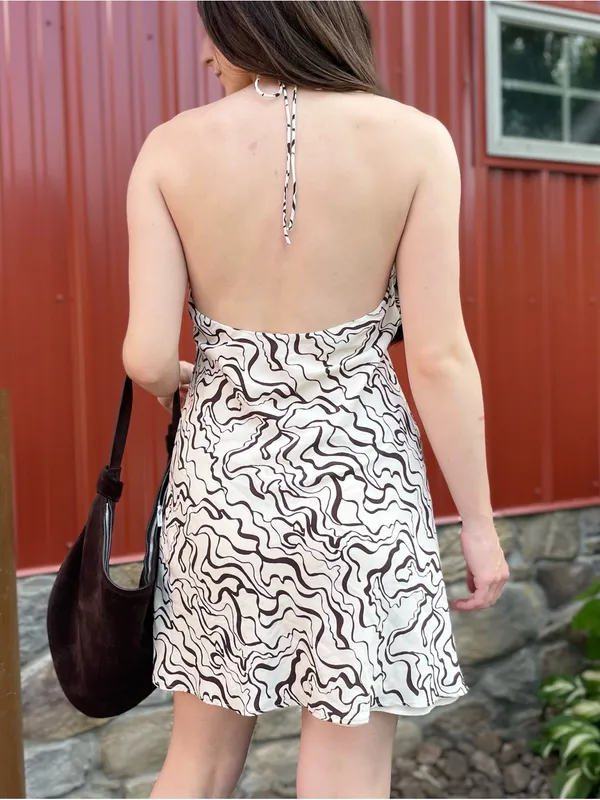 Abercrombie & Fitch Abstract Zebra Print Halter Mini Dress Medium - Image 7