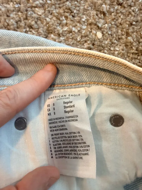 Light Wash American Eagle Distressed baggy high rise - Image 2