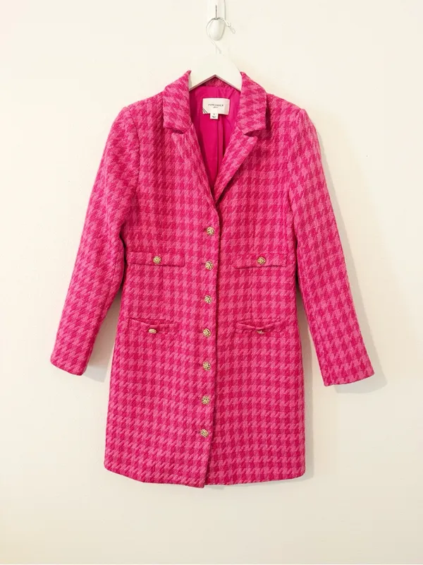 Pomander Place Magenta Tweed Stacie Houndstooth Pink Dress Tuckernuck Small S * - Image 3