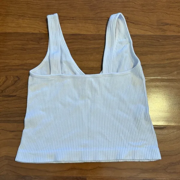 FREE PEOPLE INTIMATELY Ribbed White Tank Top V Neck size‎ M/L - Image 3