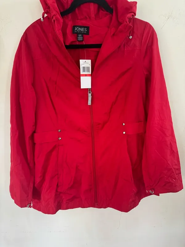 Jones New York Red Hooded Zip-Front Utility Jacket - Image 3