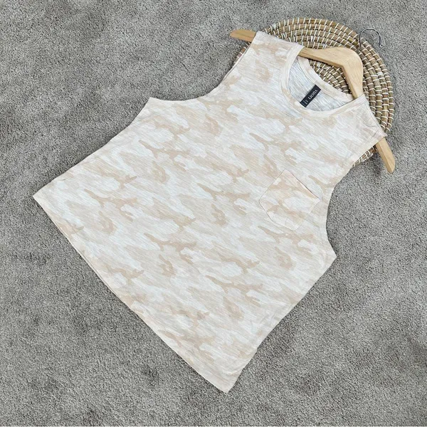 Vuori Women’s Sunset Tank Top Sleeveless Pima Cotton Slub in Bisque Camo XL - Image 3
