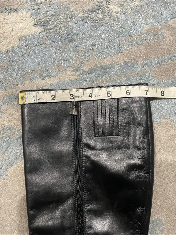 Via Spiga Black Leather Knee-High Pointed Toe Boots Size 8 - Image 11