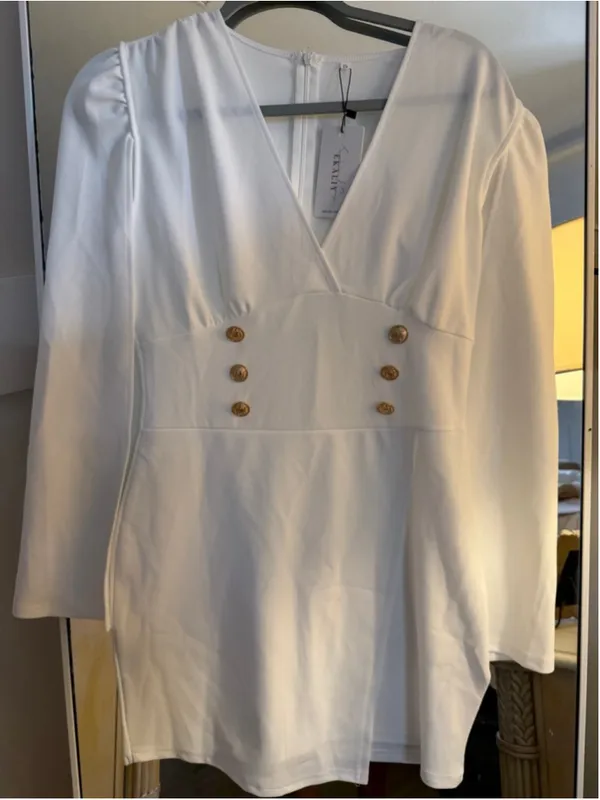 NEW V Neck Cape Blazer Split Sleeve Elegant Business Casual Blazer Mini Dress S - Image 4
