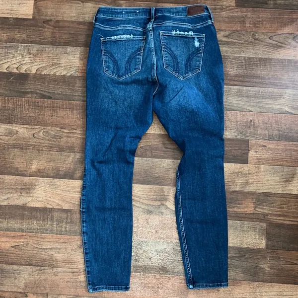 Hollister Dark Blue Distressed Skinny Jeans - Image 3