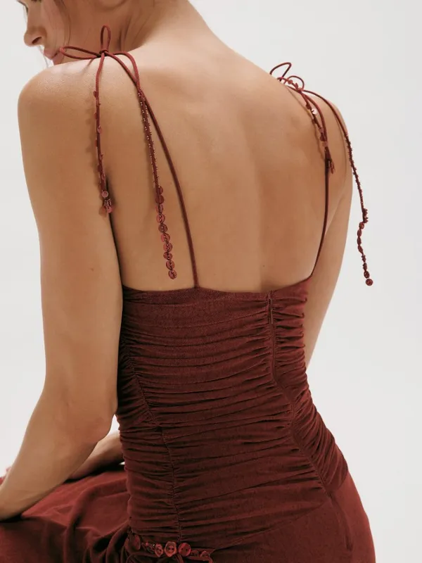 Free People Pearl Drift Rust Maxi Slip Dress Paper Lantern NWT Size L - Image 4