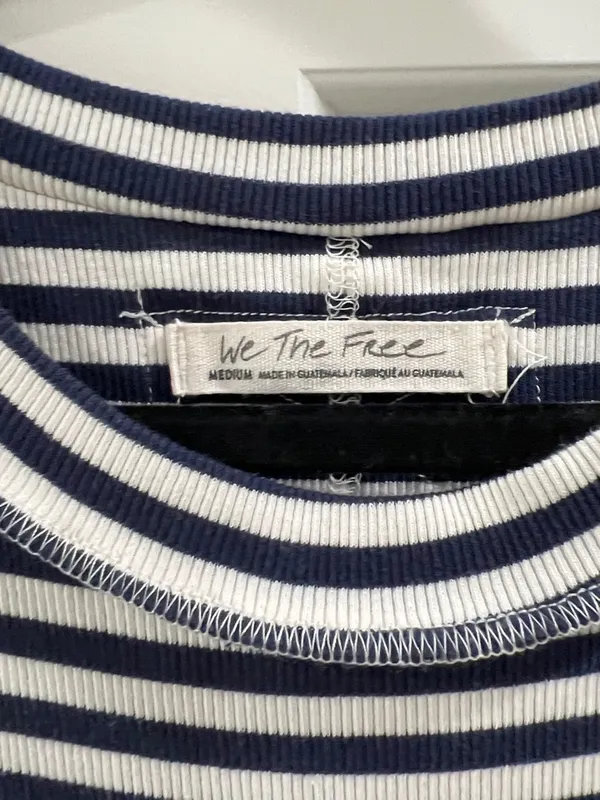 We The Free Striped Ribbed Tank Top – Navy/White – Size M - Image 2