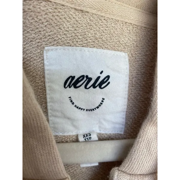Aerie Cotton Pullover Hoodie Buttery Soft Beige Cozy Relaxed Autumn Minimal Boho - Image 5