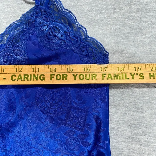 Victoria's Secret Gold Label Women Small Blue Floral Lace Trim Slip Dress - Image 7