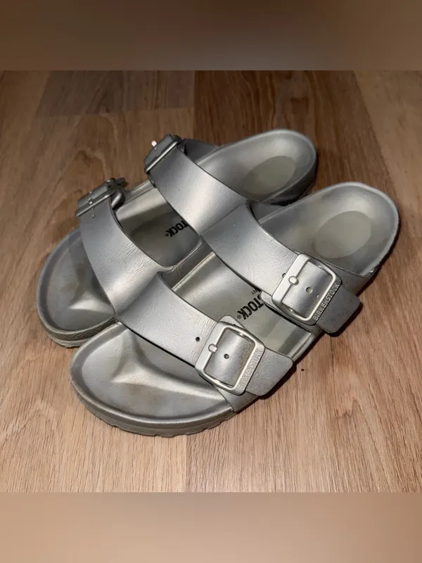 Birkenstock Arizona EVA Sandals in Metallic Silver - Size 39 (8-8.5) - Image 3