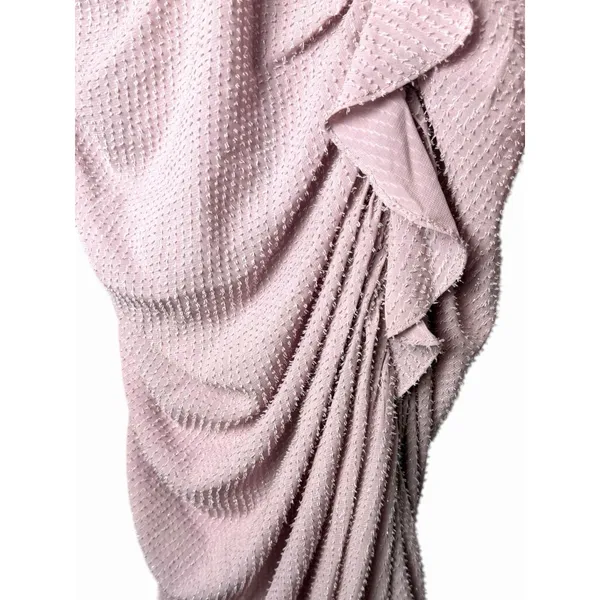 ASTR the Label Athens Ruched Puff Sleeve Shimmer Midi Dress Pink S - Image 7