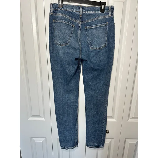 Old Navy Boyfriend Jeans Womens‎ 6 Tall Blue Mid-Rise Distressed Ripped Stretch - Image 2