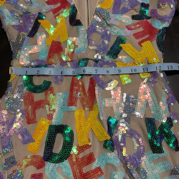 Unbranded Colorful Sequined Alphabet Letters Formal Ladies Party Dress size L - Image 8