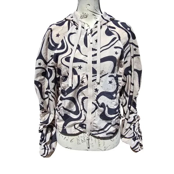 JoyLab‎ -928 Women's Windbreaker Jacket Packable Hooded Swirl Star Print XS - Image 2