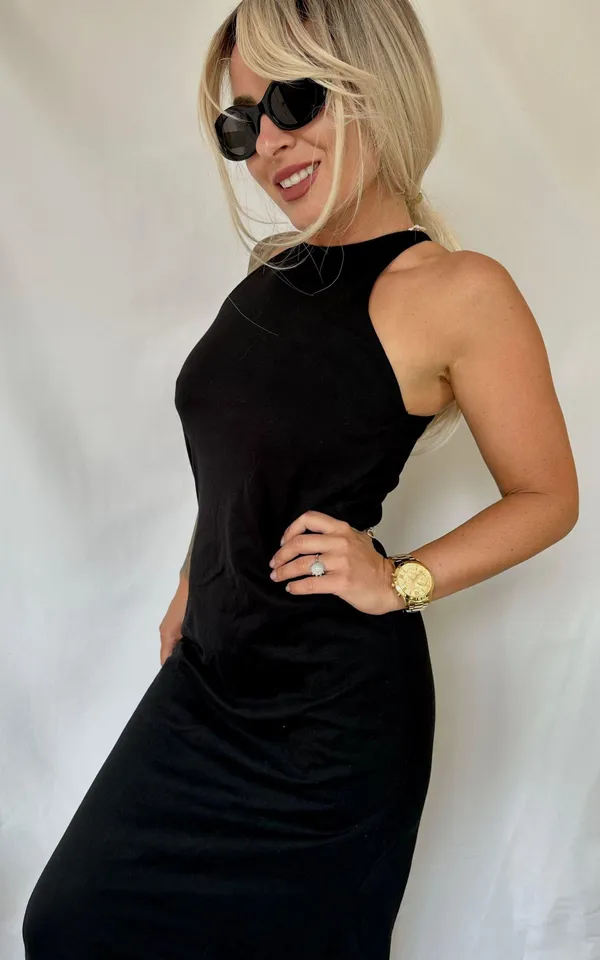 ZARA Midi Long Maxi Cotton Classic Little Black Dress - Image 2