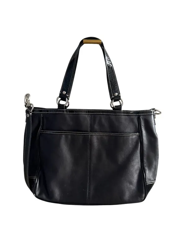 COACH Laura Black Silver Leather Tote Bag w/ Strap - Image 11