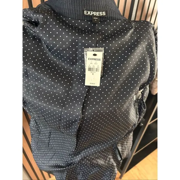 Express blue stippled blazer with puffy shoulders work blazer size 6 new - Image 6