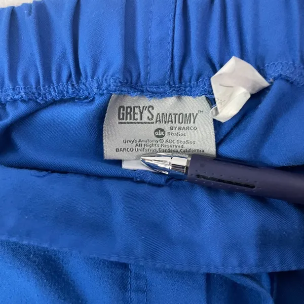 Greys Anatomy Scrub Pants Women Sz XSP Blue Drawstring Petite Workwear GUC *FLAW - Image 7