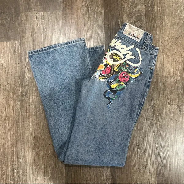 NWT Ladies Ed Hardy Denim with Vibrant Dragon Art Jeans - Image 3