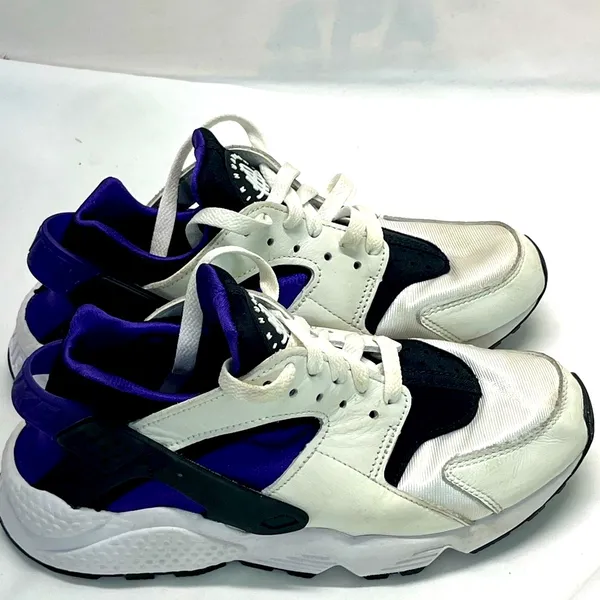 Nike‎ Air Huarache Run Sneakers Sz 7 Hyper Grape/White/Black Dh4439-105 Preowned - Image 4