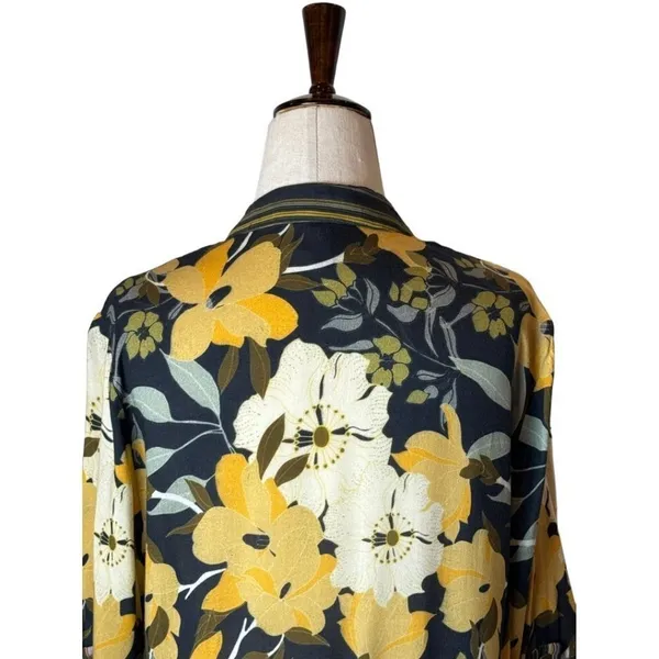 Anthropologie Blank‎ London Yellow Floral Button Front Hadley Tunic Dress XS - Image 6