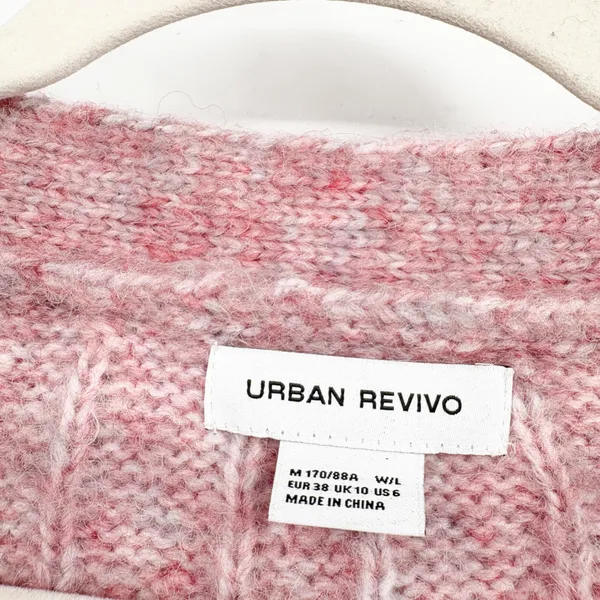 Urban Revivo Women Pink Cable Knit Coquette Cropped Fisherman Cardigan Sweater 6 - Image 4