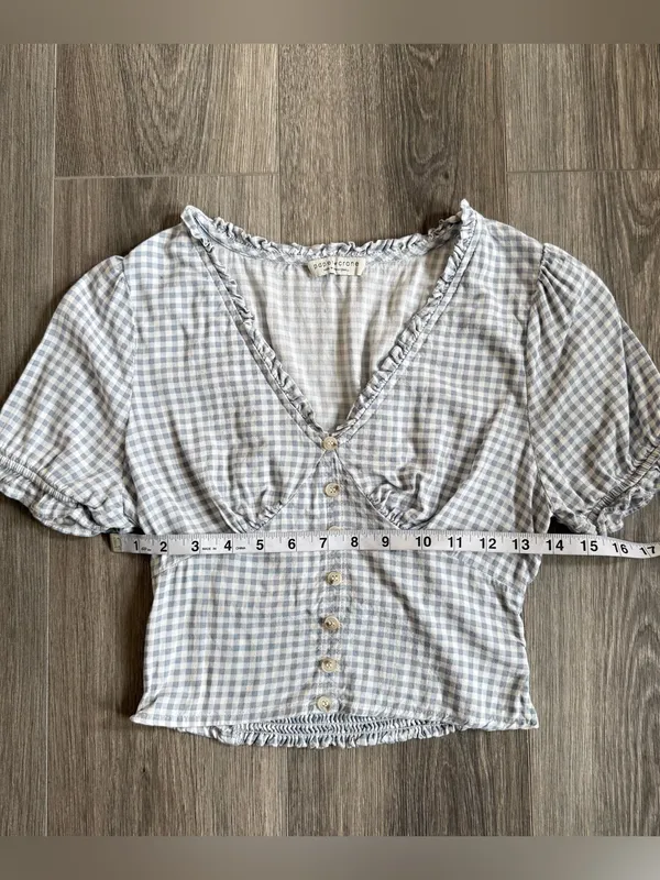 Paper Crane Gingham Crop Top Size Small Preppy Coquette Boho Twee Dainty - Image 5