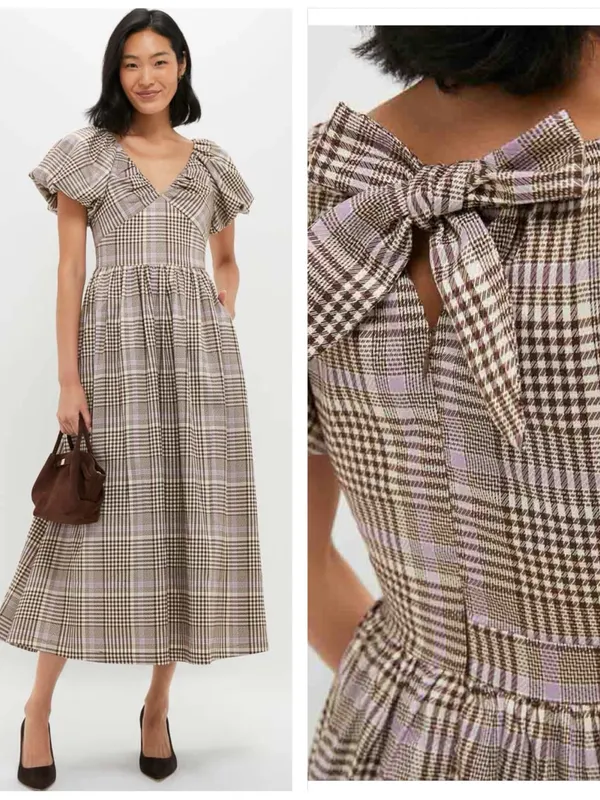Anthropologie EN SAISON Brown Taupe Lavender Charleigh Maxi Dress - Image 2