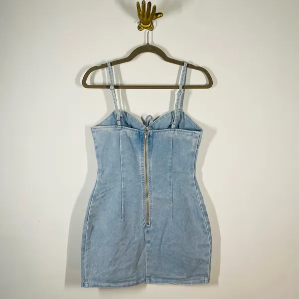 PrettyLittleThing denim mini dress with a sculpted corset-inspired fit - Image 10