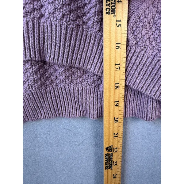 Wild Fable Womens Medium Mauve Purple Cable Knit Cropped High Low Sweater - Image 4