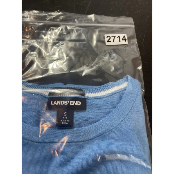 Lands End Supima Cotton Sweater Small Blue Sailboat Nautical Coastal Preppy - Image 11