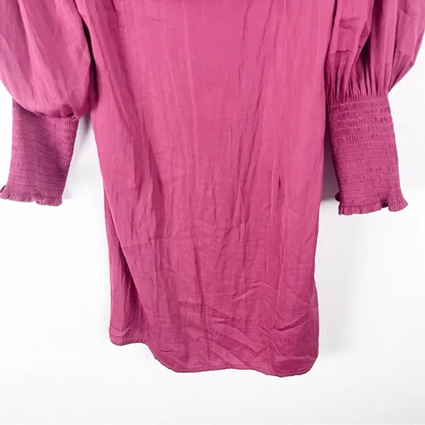 ALTAR’D STATE Satin Blousin Back Lace Tie Long Sleeves Dress Medium Milkmaid - Image 8