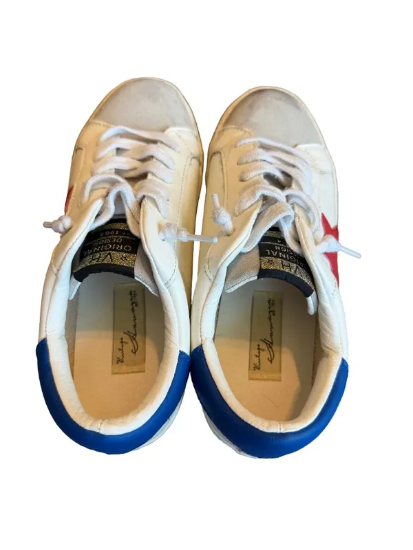 Vintage Havana White Blue Star Suede Toe Cap Leather Sneakers Low Size 8 Women's - Image 5