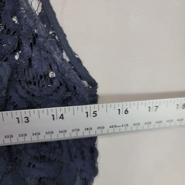 J.Crew Women's Navy Blue Floral Lace High Neck Sleeveless Cocktail Dress Size 10 - Image 5