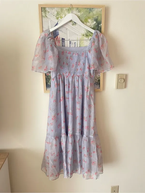 Abercrombie & Fitch Emerson Floral Angel Sleeve Midi Dress Medium Petite - Image 6