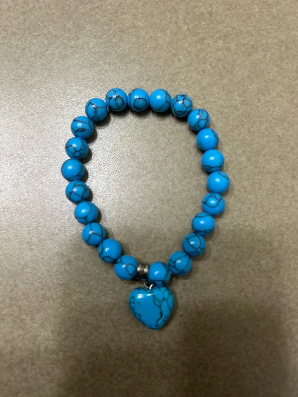 Turquoise Bracelet With Blue Heart Charm - Image 2