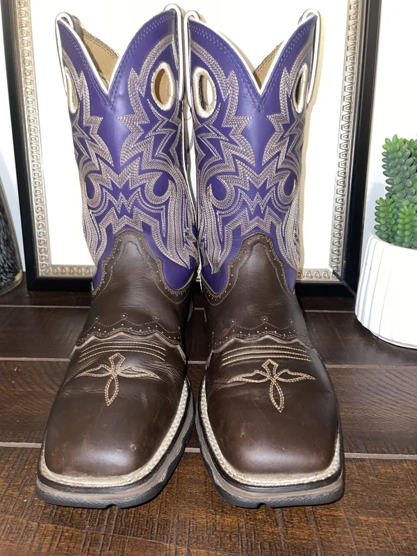 Durango Lady Rebel Purple Brown Western Cowboy Boots Womens 7.5 - Image 5