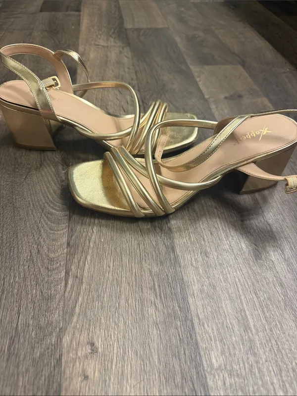 Xappeal Metallic Gold Strappy Slingback Heels - Image 2