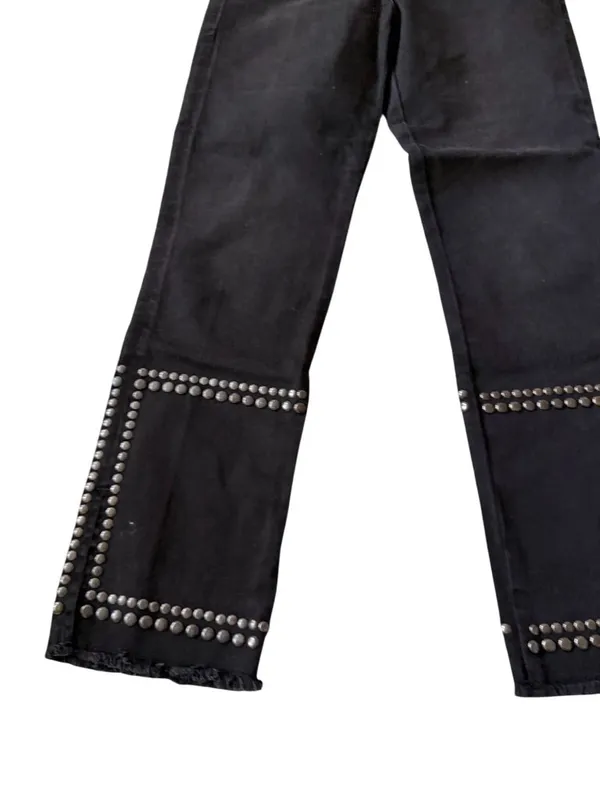 FRAME Le High Straight Studded Black Jeans Size 27 - Image 7